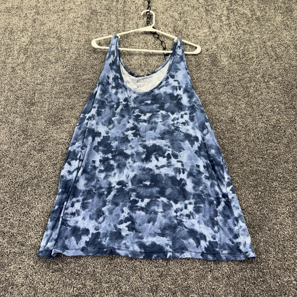 Terra & Sky Tank Top Womens 3X Blue Tie Dye Scoop Neck Jersey Summer Plus